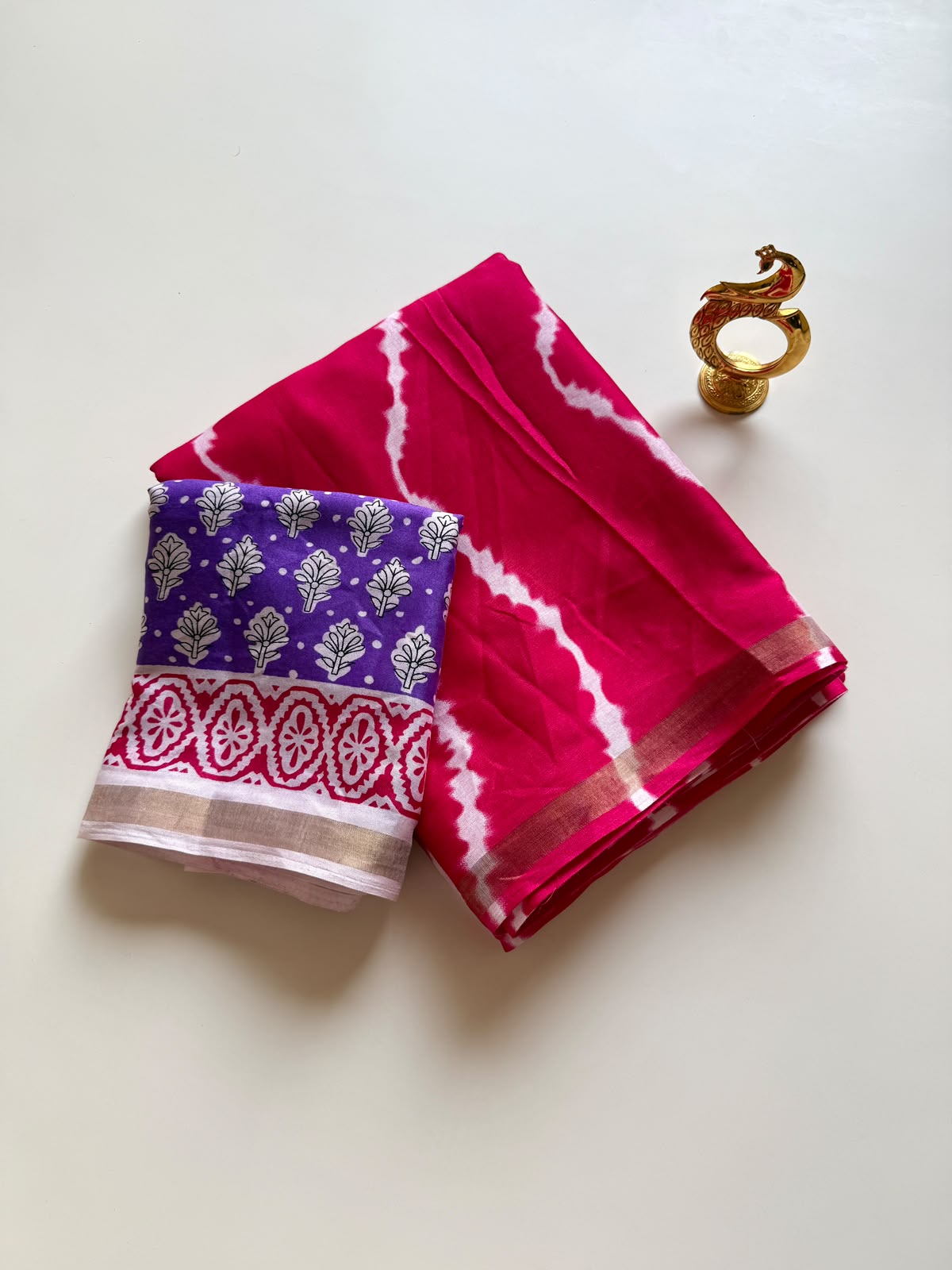 Soft Pure Chanderi Cotton Leheriya Tie-Dye Saree